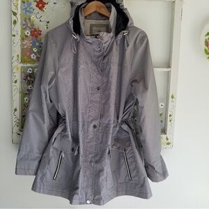 Women's Gray Hooded Rain Jacket